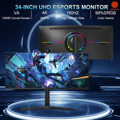 Buon prezzo 34 pollici Ultrawide Monitor Curved Gaming Monitor Supporta Split Screen Illuminazione RGB in linea