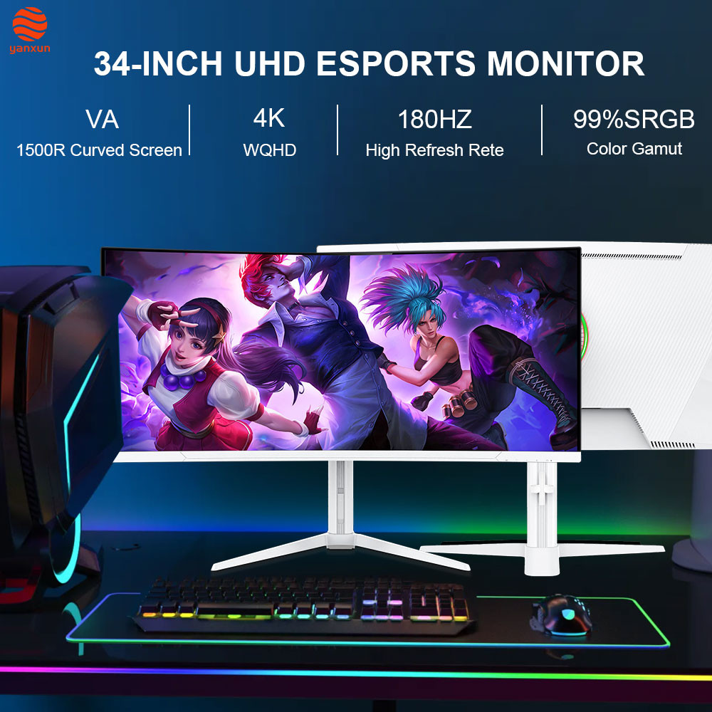 LED RGB Lighting Gaming Monitor 34 Inch Ultrawide Curved Monitor 180HZ ...