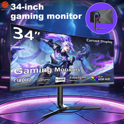 Good price Ultrawide Curved 34 Inch Gaming Monitor With RGB Lighting Adjustable Height Customized online